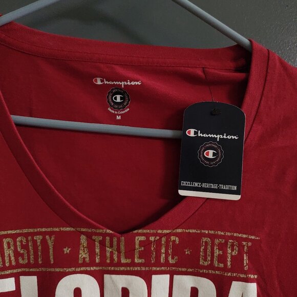 Florida State Seminoles Women's Medium V-Neck Long Sleeve T-Shirt Maroon NWT - Picture 3 of 8